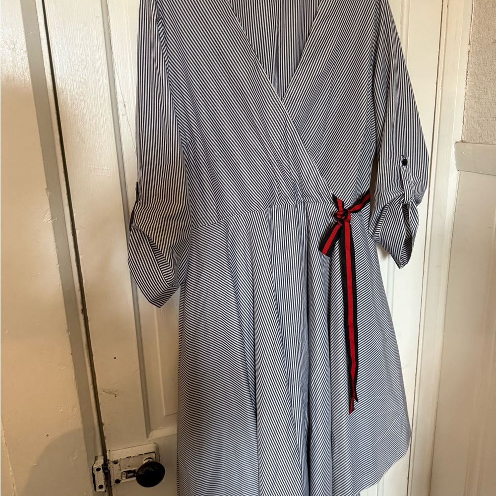 Mlle Gabrielle Striped V-Neck Dress